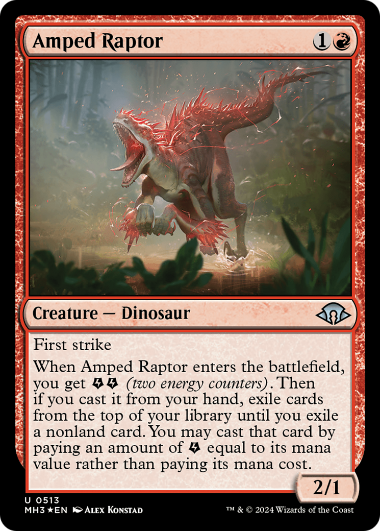 mtg ripple cards Flesh & Blood - Heavy Hitters - Away put a card from among those cards into your hand Amped Raptor (Ripple Foil) [Modern