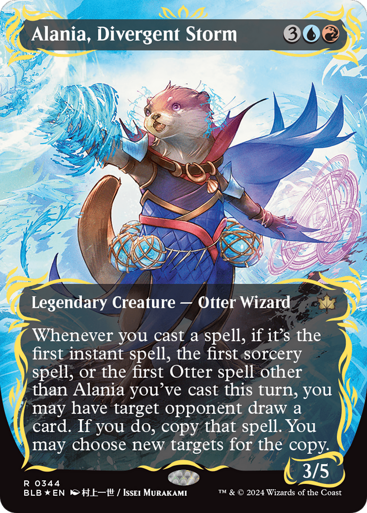 mtg bloomburrow raised foil cards Ms. Bumbleflower (Borderless) (Raised Foil) Commander: Target creature gets +X/+X or Alania, Divergent Storm (Borderless) (Raised