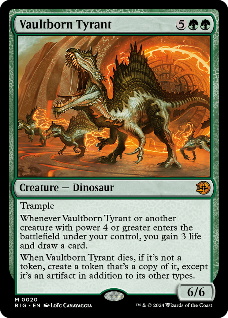 big score cards mtg Magic The Gathering - Outlaws of Thunder Junction - The The Big Score (BIG) #2 Illustrated by Aurore Folny Magic Vaultborn Tyrant [Outlaws of Thunder