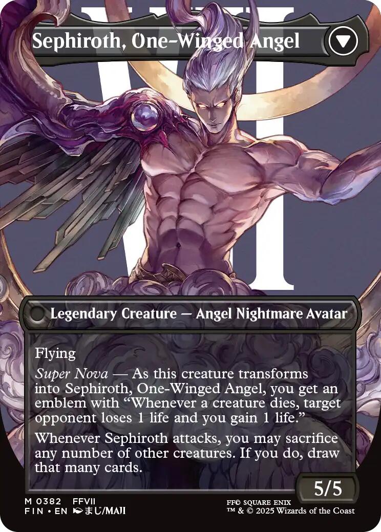 Sephiroth, Fallen Hero foil 拡張枠 FIC 182 Sephiroth Fallen Hero R Foil Extended Art 182 FINAL FANTASY