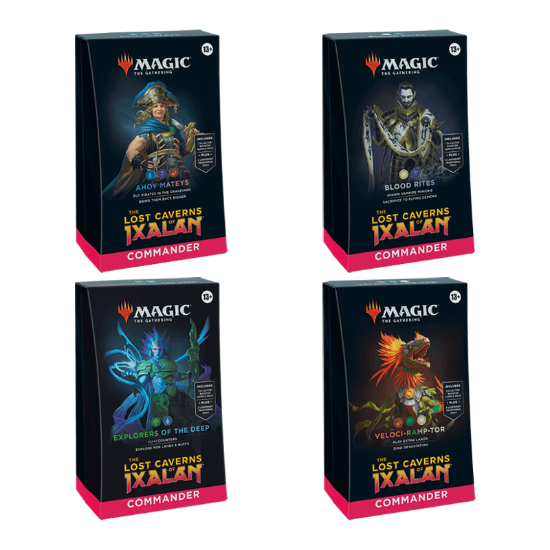 mtg lci commander decks Amazon.com: Magic: The Gathering The Lost Caverns of Ixalan Commander Deck Bundle Includes All 4 Decks (Ahoy Mateys, Blood Rites, Explorers of The Deep, Veloci-ramp-tor) : Toys & Games
