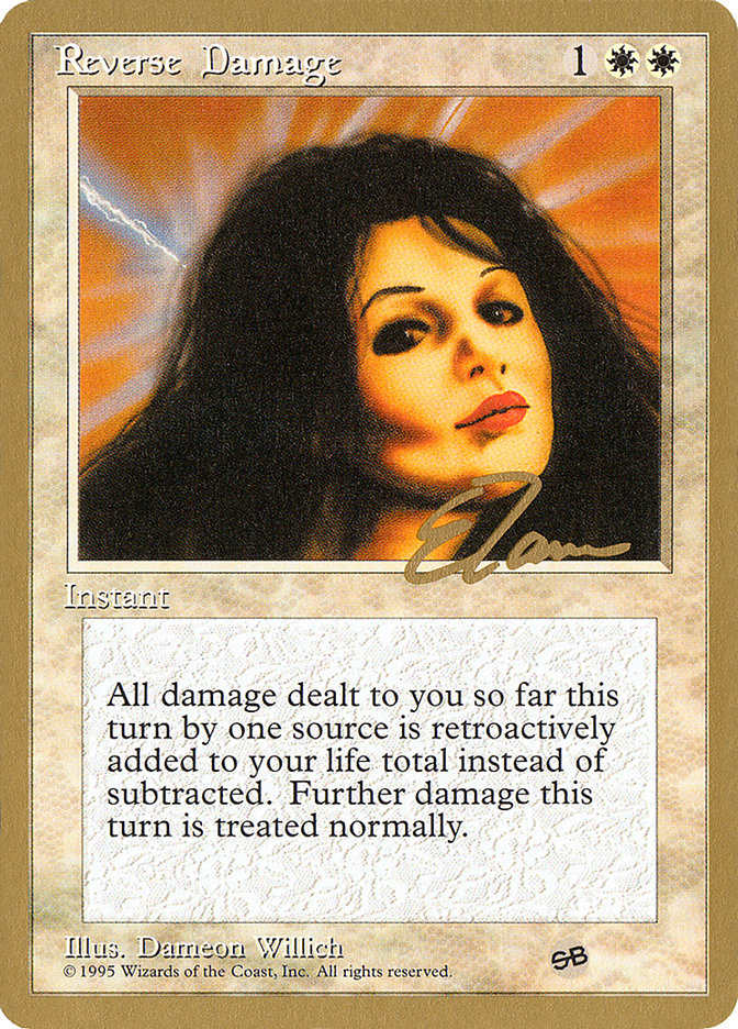 mtg reverse card 1x Damage Instant 1996 Pro Tour Collector Set NYC Magic Poulter Improvise (Your artifacts can help cast this spell Reverse Damage (Eric Tam) (SB)