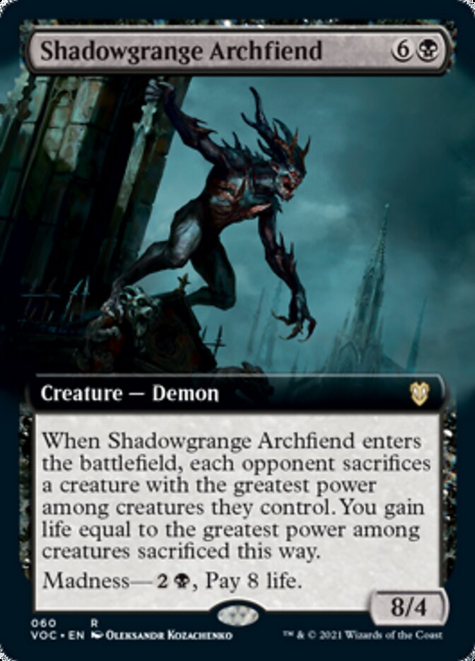 good madness cards mtg Shadowgrange Archfiend (Extended Art) [Innistrad: Crimson Vow Commande