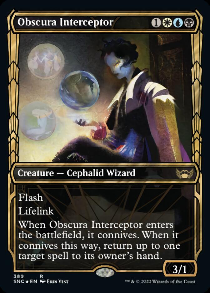 mtg gilded cards Obscura Interceptor (Showcase Golden Age Gilded Foil) [Streets of New