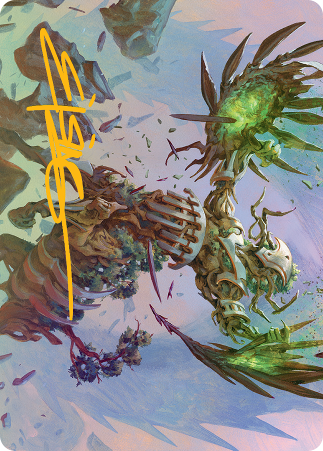 mtg gold stamped signature cards Botanical Brawler Art Card (Gold-Stamped Signature) [March of the Mach