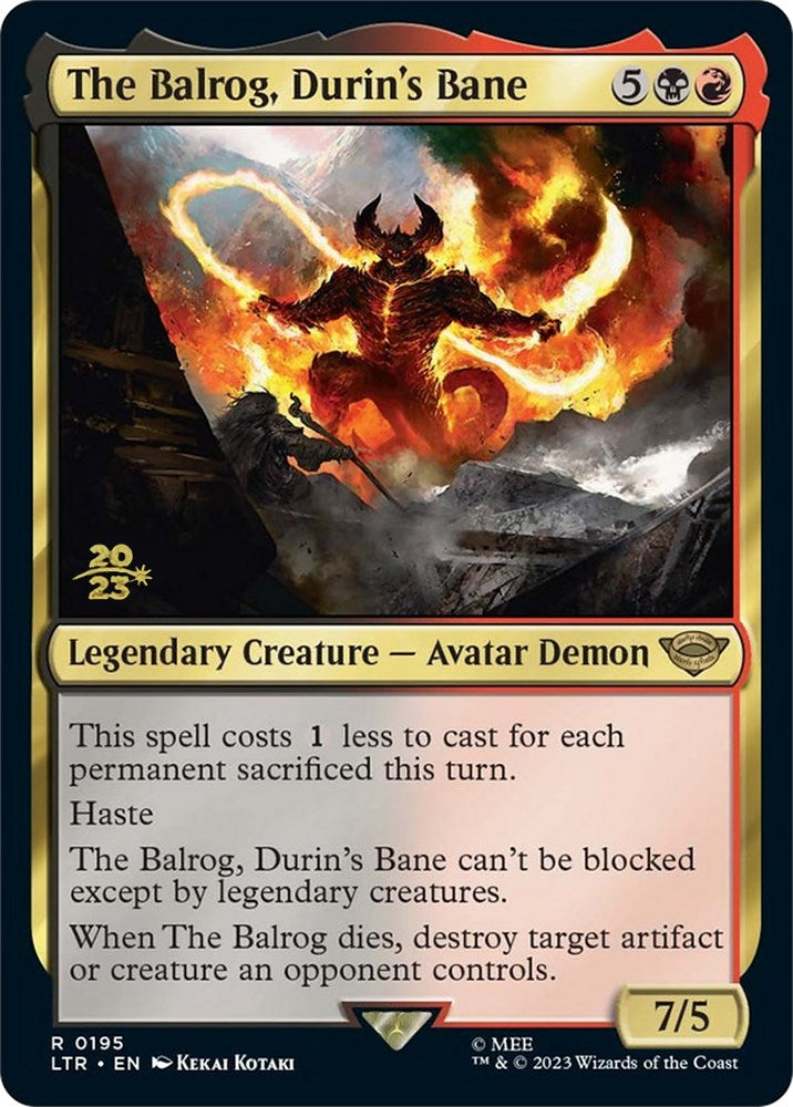 mtg lord of the rings prerelease cards The Balrog, Durin's Bane [The Lord of the Rings: Tales of Middle-Earth