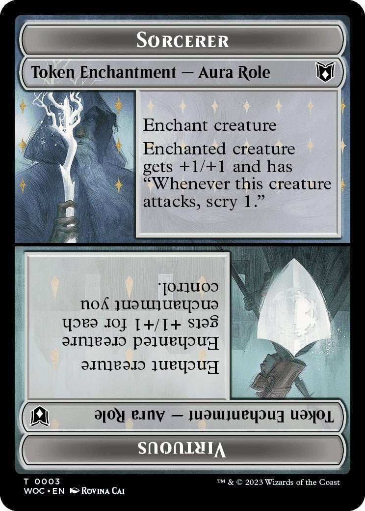 mtg role cards Sorcerer Role / Virtuous Role // Monster Role / Virtuous Role Double-S