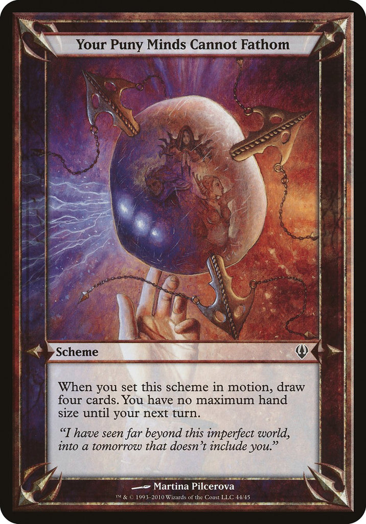 mtg scheme card size Your Puny Minds Cannot Fathom (Schemes) [Archenemy Schemes] Each of them attacks Dark Ascension DKA | Style:Common LCN Starter Decks