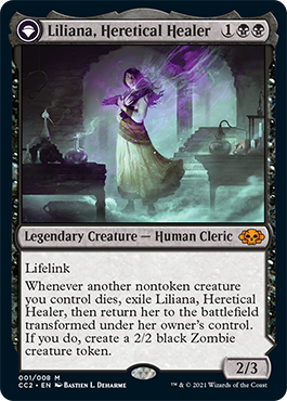 liliana cards mtg Liliana, Heretical Healer // Liliana, Defiant Necromancer [Commander C