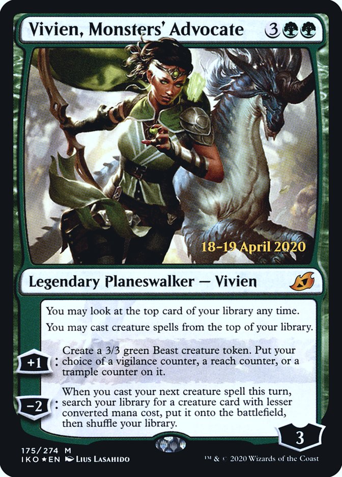 monsters promo schedule Vivien, Monsters' Advocate [Ikoria: Lair of Behemoths Prerelease Promo
