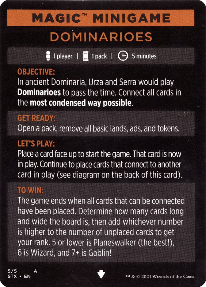 mtg minigame cards Worlds Smallest Magic: The Gathering Exclusive Collector Set Featuring Ajani VS. Nicol Bolas and Jace vs Vraska Duel Decks and Exclusive Playing Dice : Toys & Games Dominarioes (Magic Minigame) [Strixhaven: School