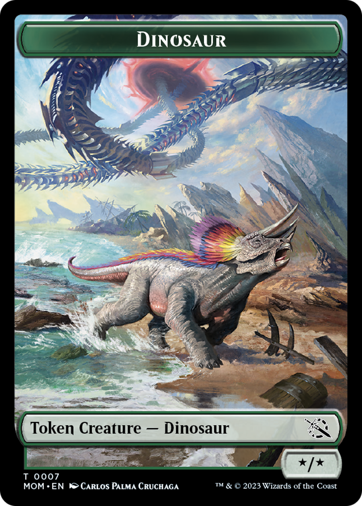 Warrior // Dinosaur Double-Sided Token [March of the Machine Tokens]