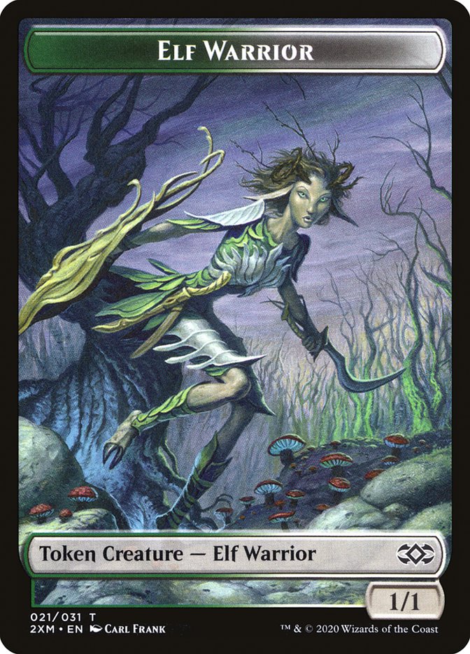 mtg cards that make elf tokens Elf Warrior Token [Double Masters Tokens]