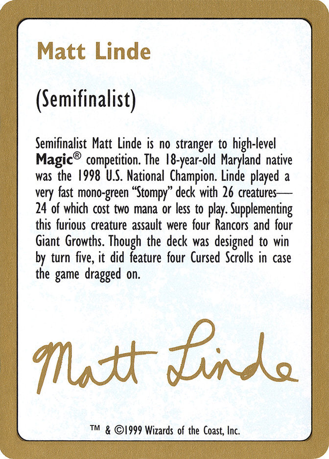 全ての [World Bio Linde Matt Championship 1999] Decks マジック：ザ・ギャザリング