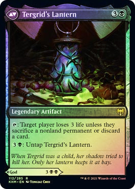 target player loses 3 life discard a card mtg Tergrid, God of Fright // Tergrid's Lantern [Kaldheim Prerelease Promo