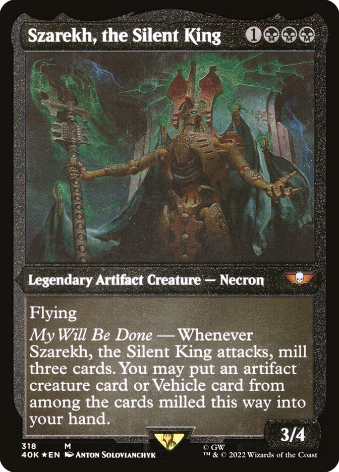 etched foil cards mtg Szarekh, the Silent King (Display Commander) (Etched Foil) [Warhammer