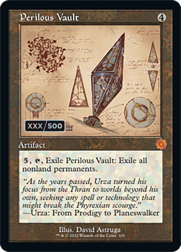 brothers war mtg serialized cards Perilous Vault (Retro Schematic) (Serialized) [The Brothers' War Retro