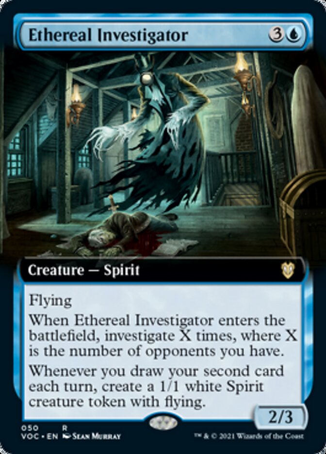 mtg draw an additional card Ethereal Investigator (Extended Art) [Innistrad: Crimson Vow Commander