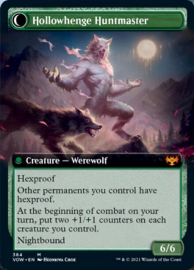 mtg card that gives all permanents hexproof Avabruck Caretaker // Hollowhenge Huntmaster (Extended Art) [Innistrad