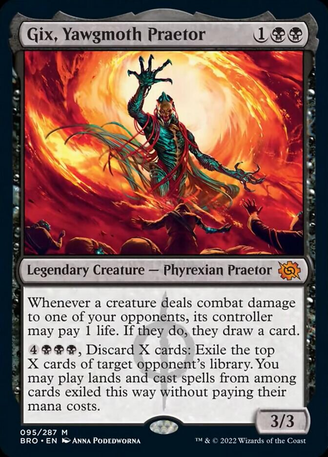 war cards mtg Magic: The Gathering The Brothers Gift Bundle For each card knocked off that library Gix, Yawgmoth Praetor [The Brothers'